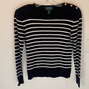 Lauren Ralph Lauren Black and White Striped Sweater